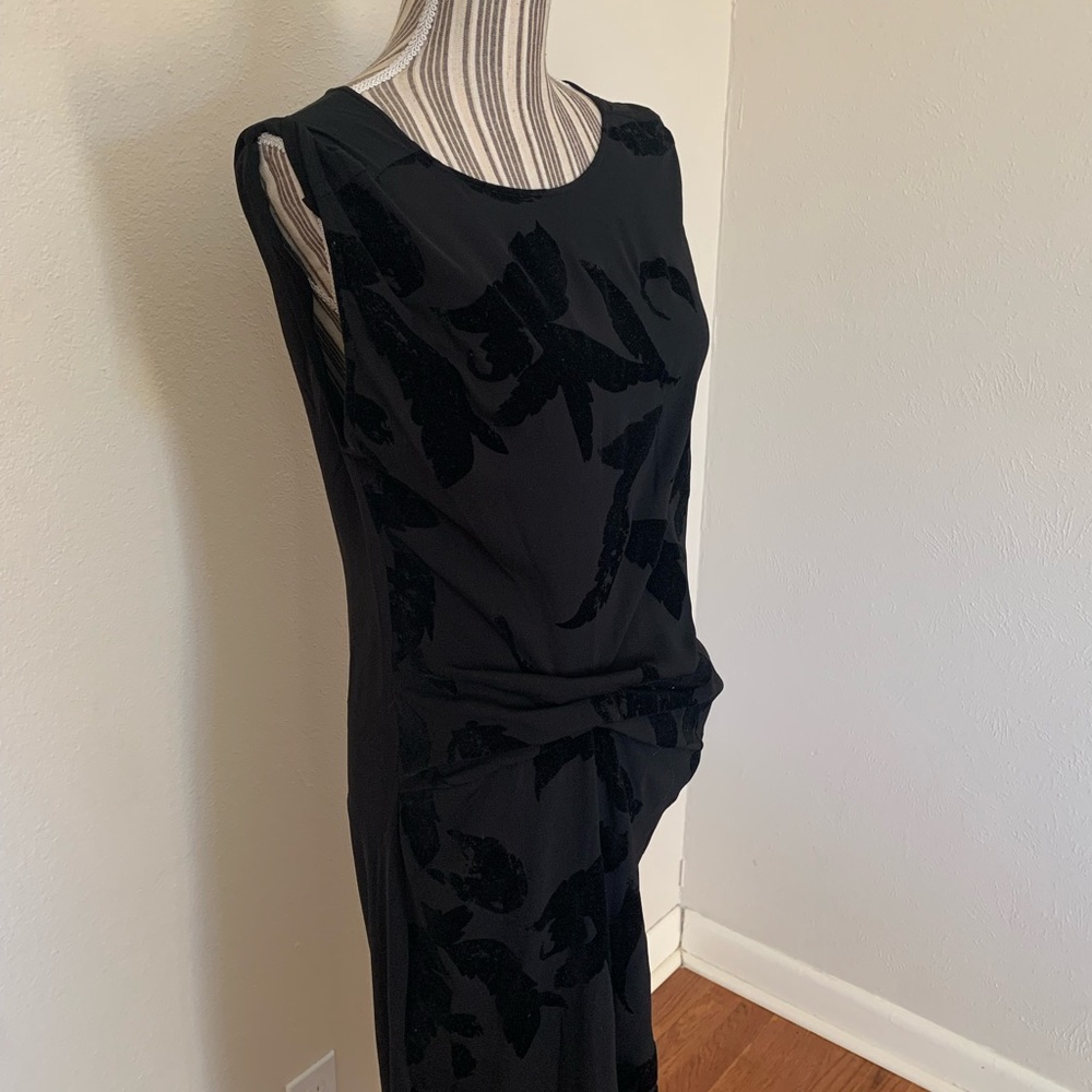 All Saints Black Dress Velvet Flowers Women’s Size 2 - Picture 3 of 11